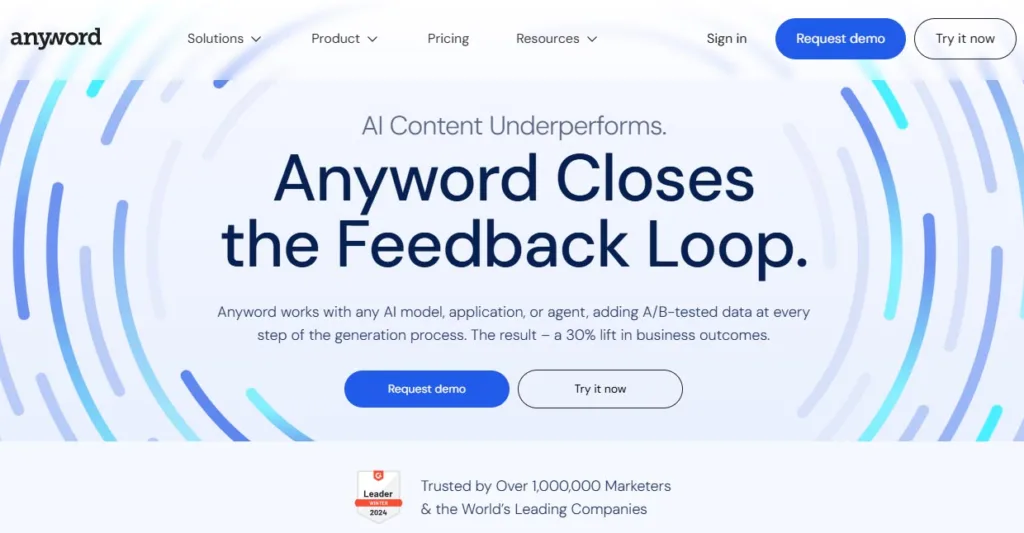 anyword-ai-marketing-feedback-loop Anyword ai marketing tool enhancing digital content feedback.