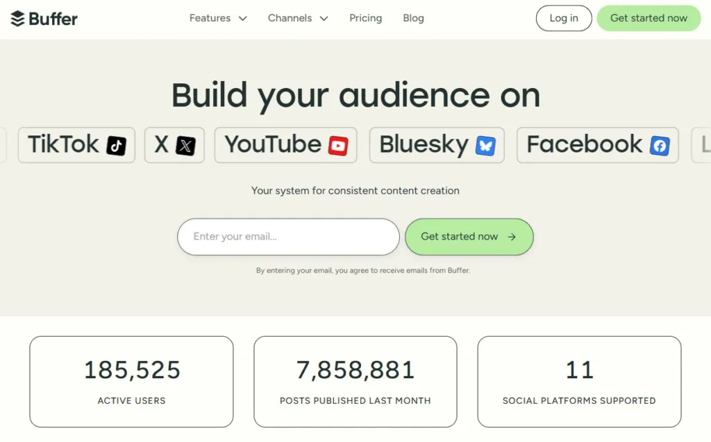 buffer-social-platforms-free-ai-tools Buffer dashboard showing free ai tools for digital marketing.