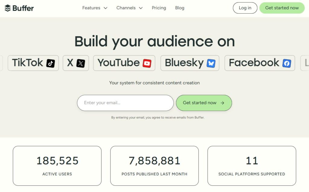 buffer-social-platforms-free-ai-tools Buffer dashboard showing free ai tools for digital marketing.