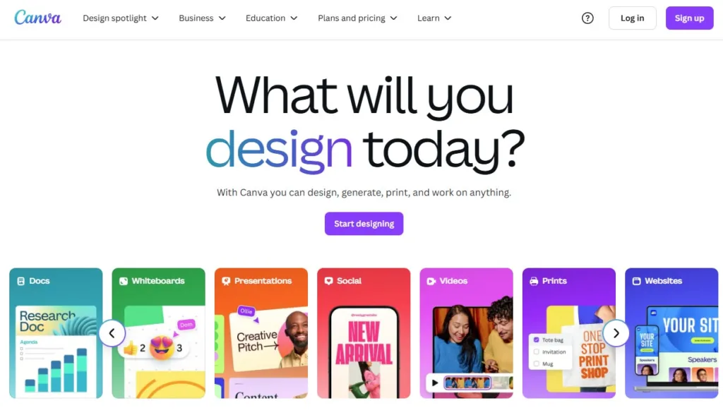 canva-design-platform-ai-tools-marketing Canva interface for ai-assisted digital marketing content creation.