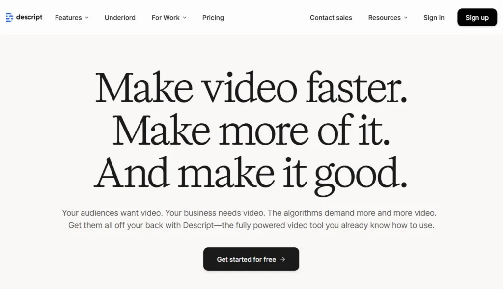 descript-video-editor-ai-tools-marketing Descript ai video editing tool for digital marketing workflows.