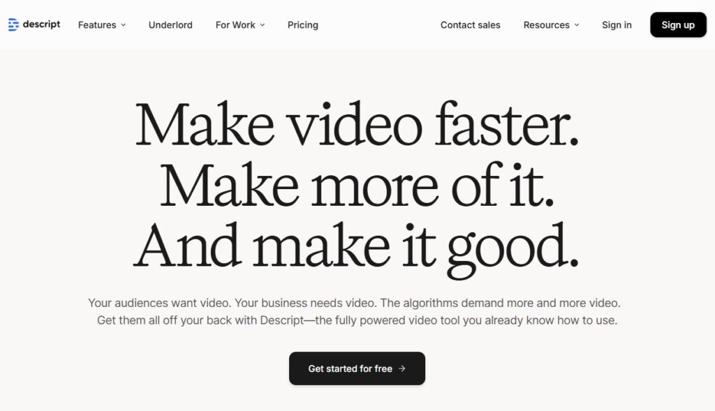 descript-video-editor-ai-tools-marketing Descript ai video editing tool for digital marketing workflows.