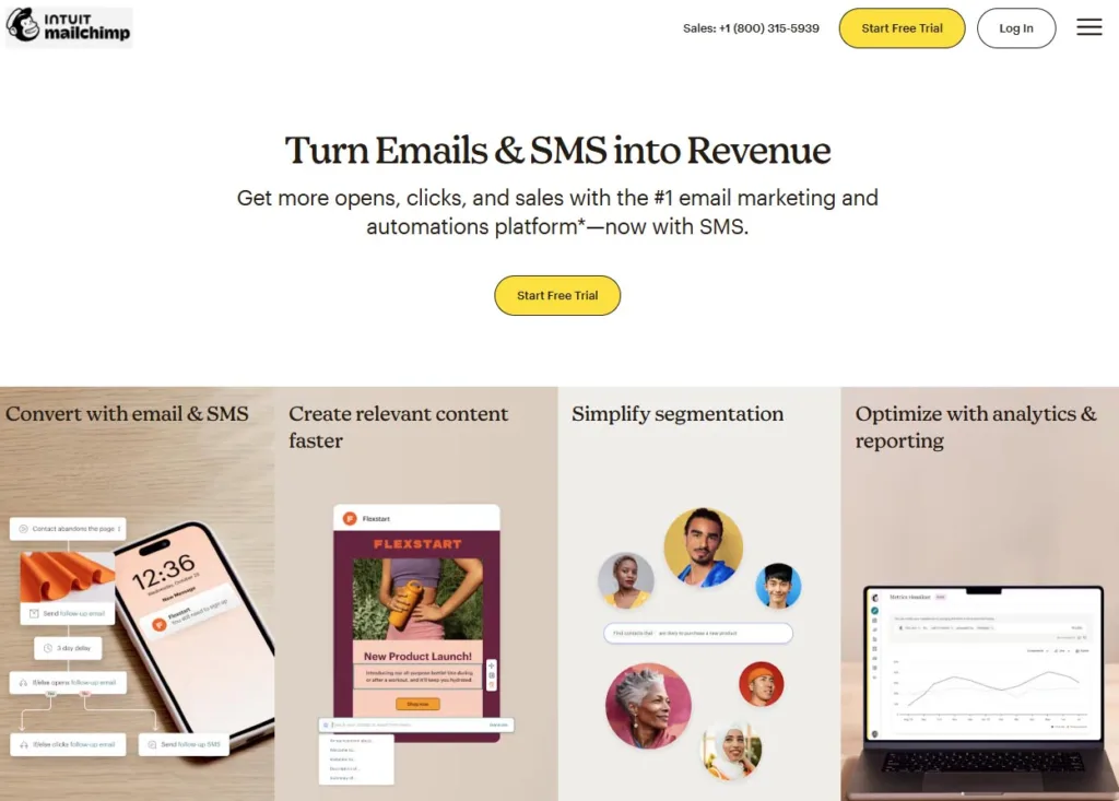 mailchimp-email-marketing-automation-ai-tools Mailchimp dashboard showcasing free AI email marketing and automation tools.