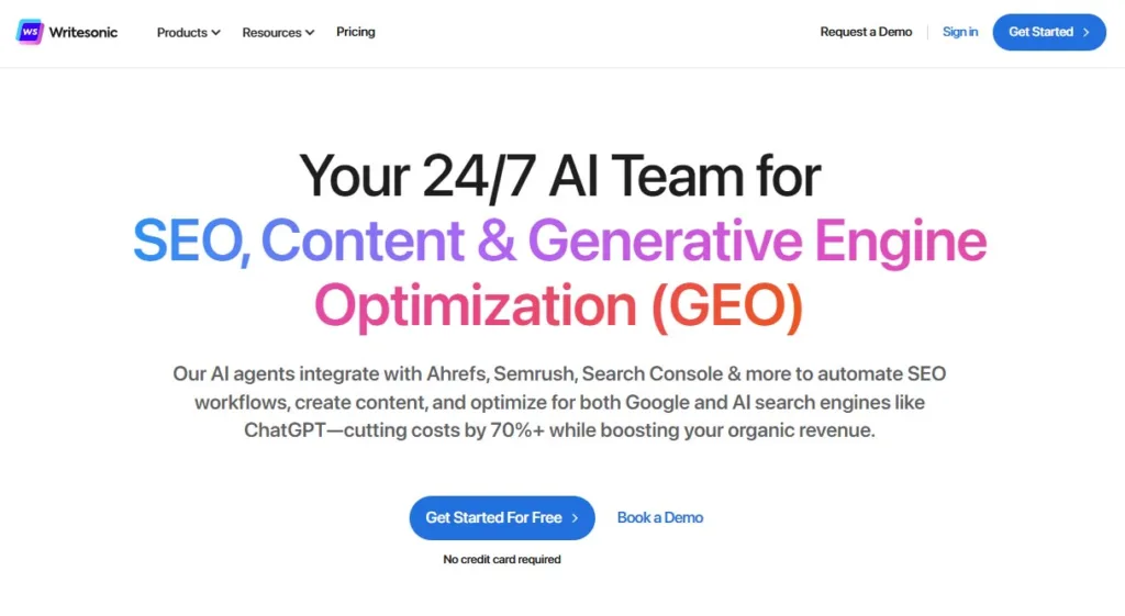 writesonic-seo-content-generator-free-ai-tools Writesonic platform used as a free AI tool for SEO content and marketing optimization.