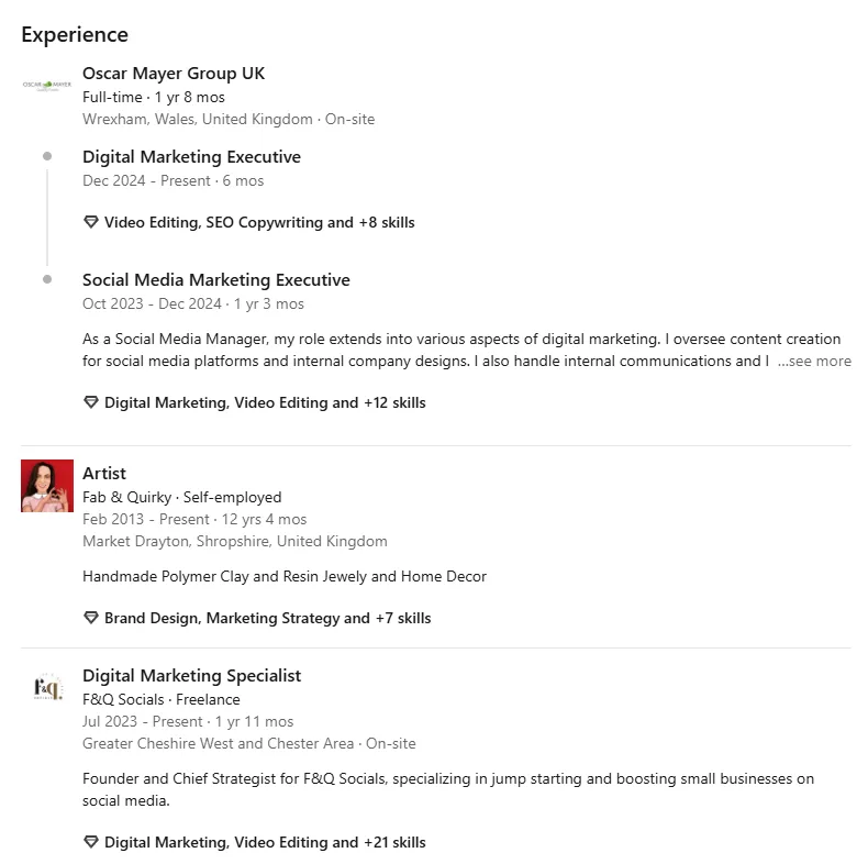 digital-marketing-specialist-resume-linkedin Digital marketing job history to show skills with no experience required.