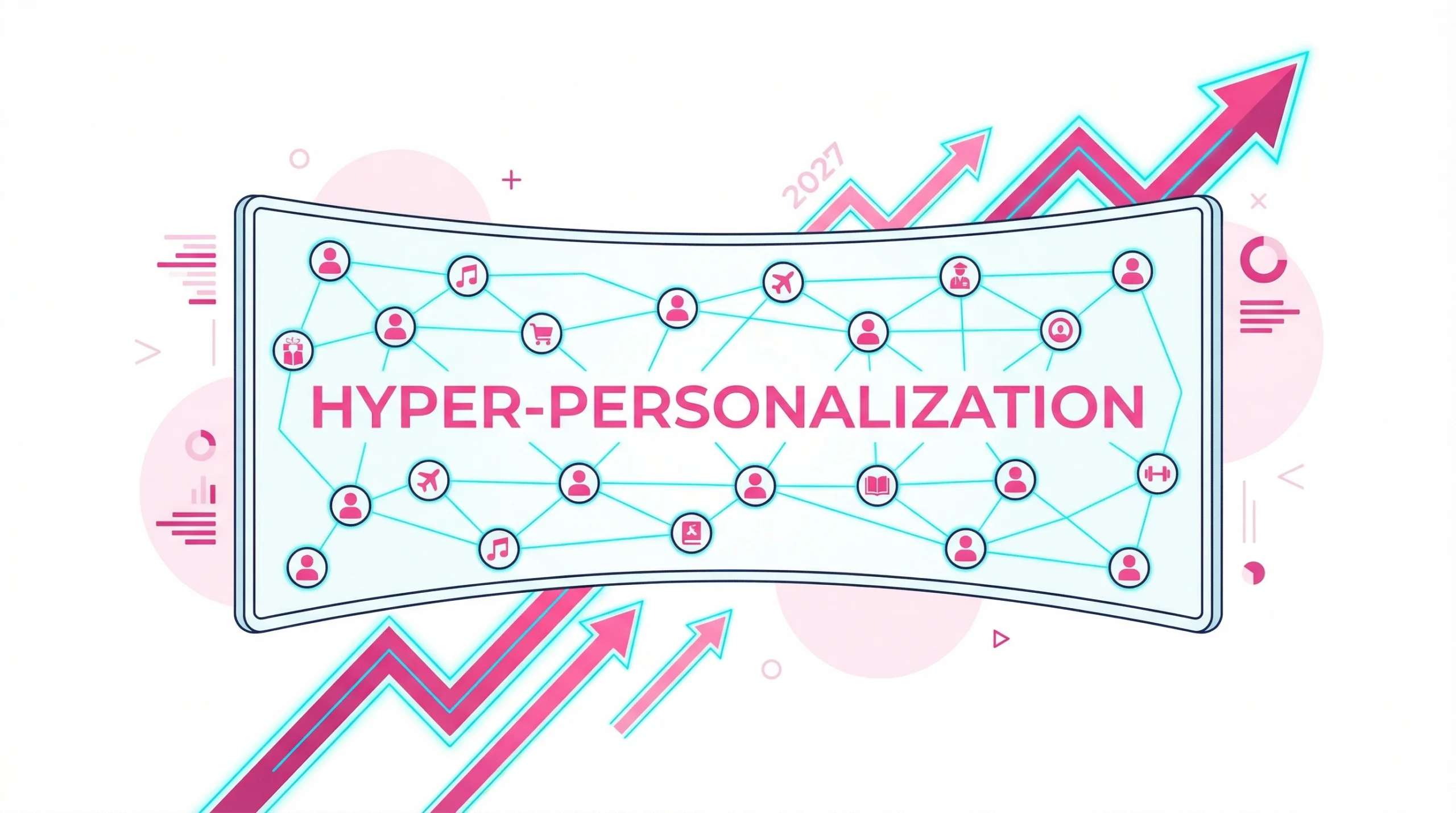 Futuristic digital interface representing the evolution of marketing technology on a white background.