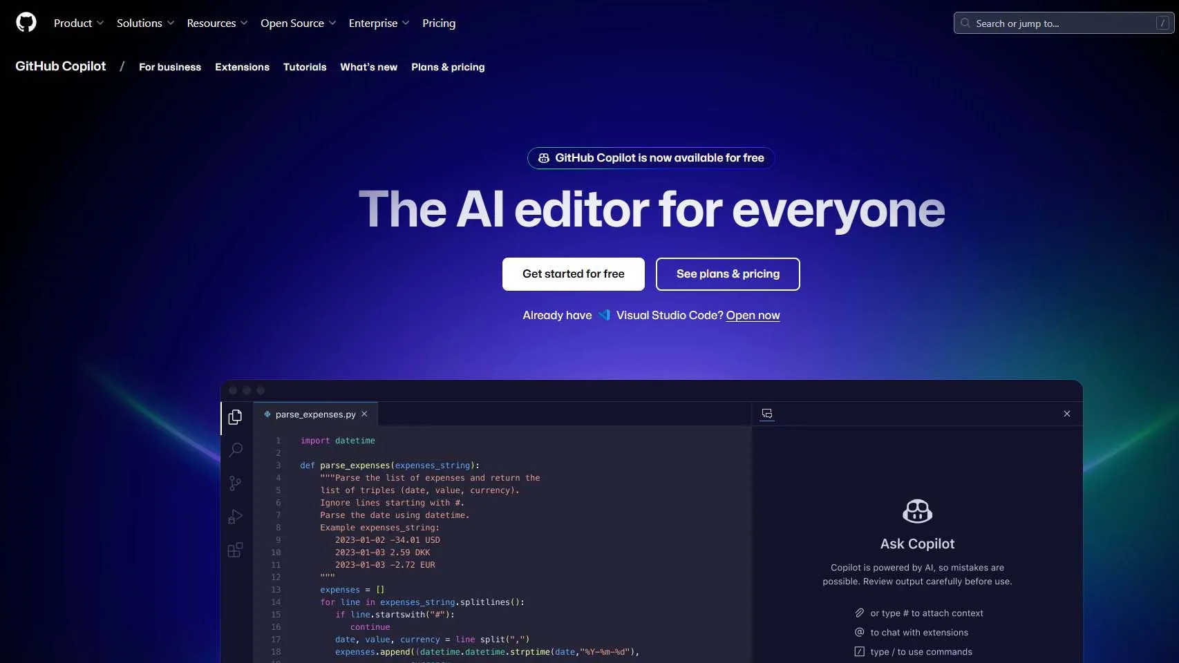 github-copilot-ai-developer-tools GitHub Copilot used as AI automation tool for software development.