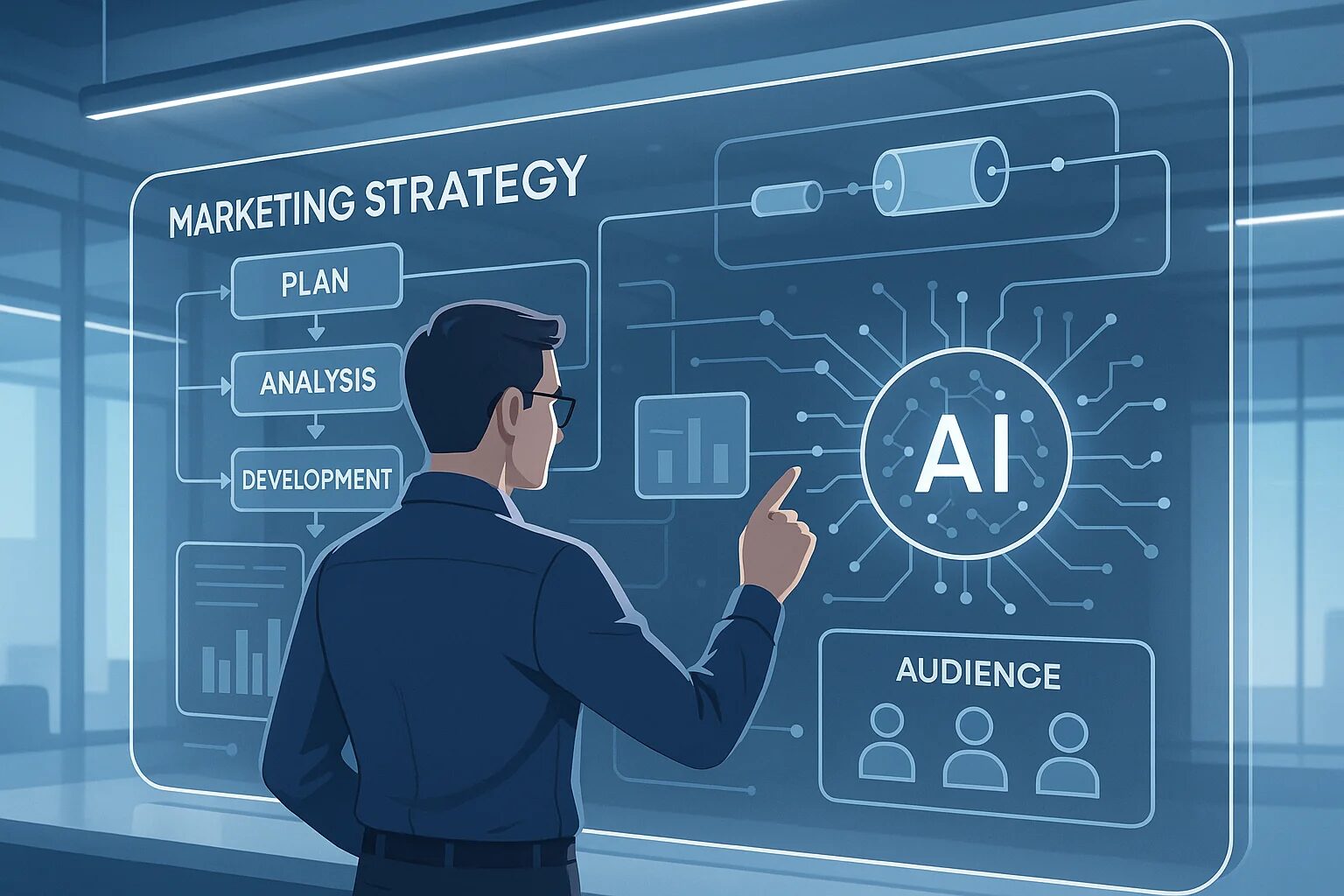 AI-driven marketing strategy planning interface with user interaction and data