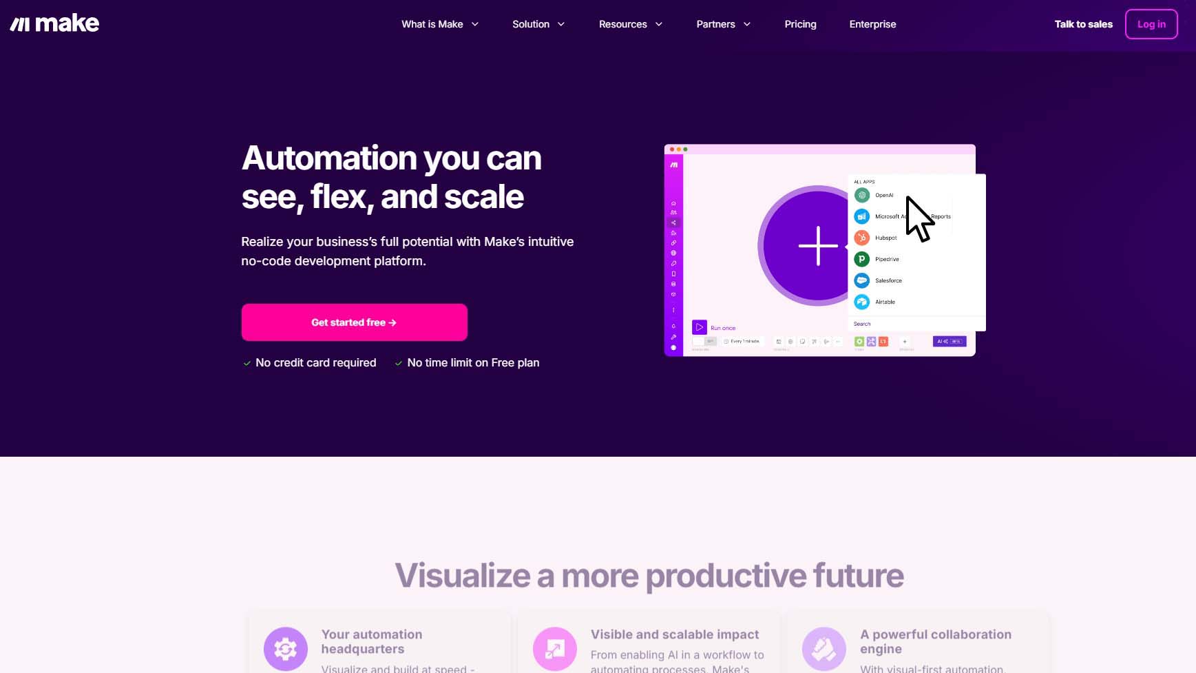 Make.com AI automation platform interface for business tools. Make.com AI automation platform interface for business tools.