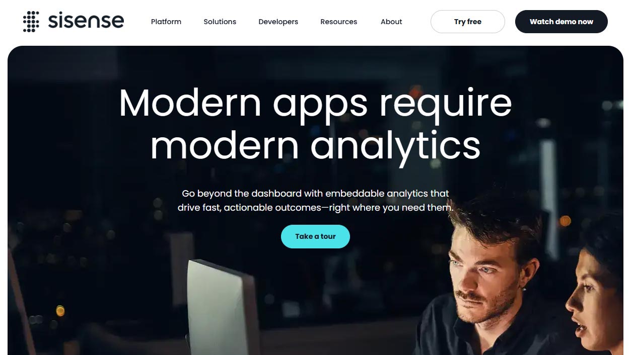 sisense-embedded-analytics-ai-tools Sisense AI tool offering embedded analytics and real-time data visualization.