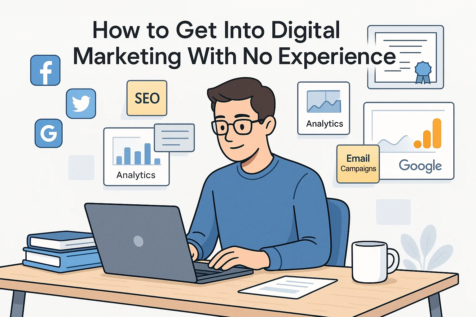 Digital marketing job guide for beginners with no experience.