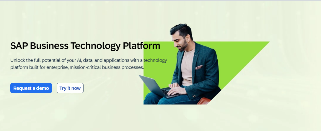 sap-business-technology-platform SAP AI cloud platform for enterprise data and process management.