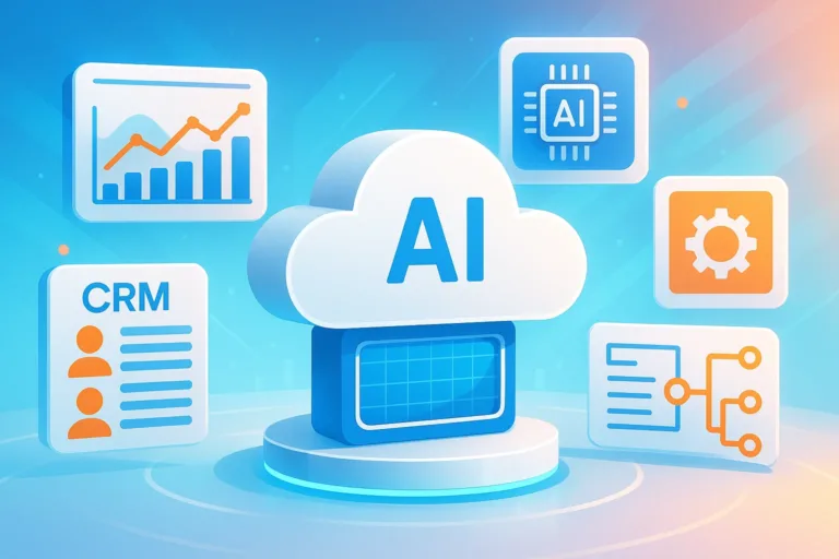 AI cloud platforms with CRM, data analytics, and business management tools.