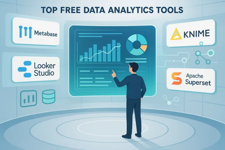Free data analytics tools like KNIME, Metabase, Superset, Looker Studio in one interface.