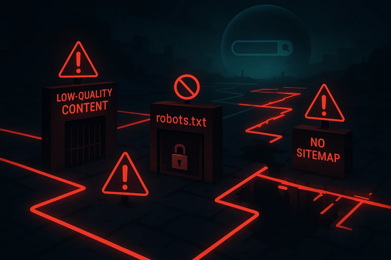 Common SEO mistakes, including low-quality content and robots.txt issues. Common SEO mistakes, including low-quality content and robots.txt issues.