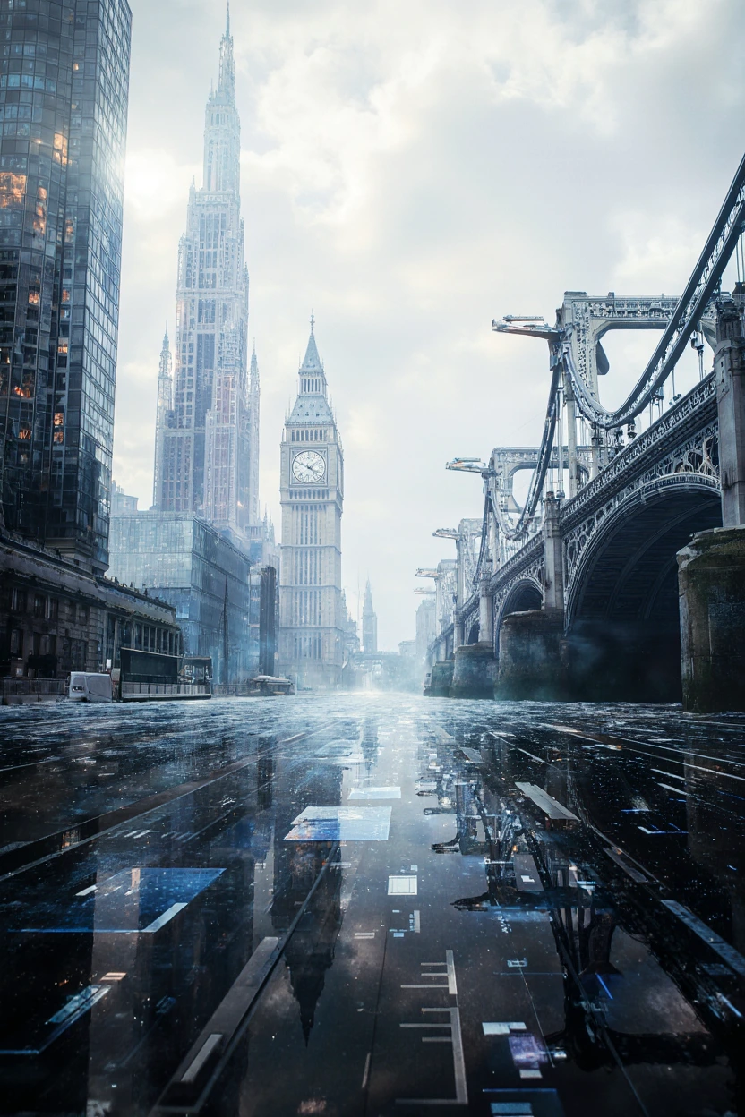 Futuristic London landscape