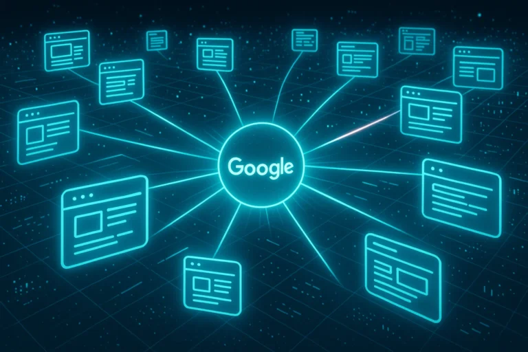 Google search engine optimization connecting users to various websites.