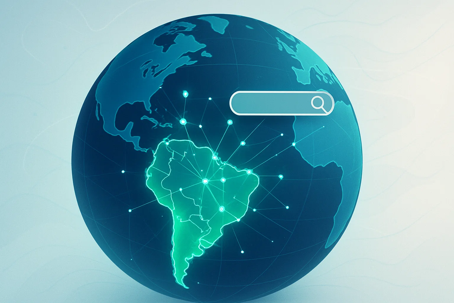Brazil global SEO agencies and digital strategies illustrated on a globe with radiating lines.