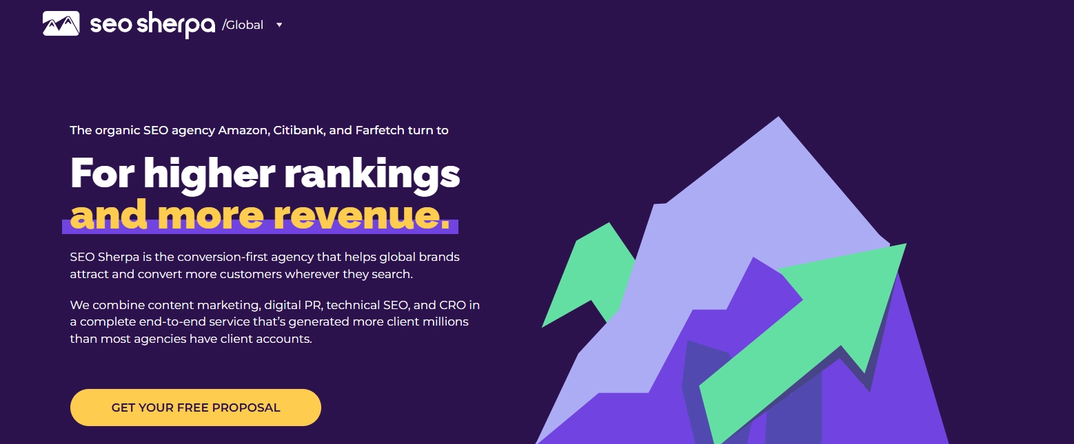 SEO Sherpa team and growth metrics representing award-winning organic search performance.