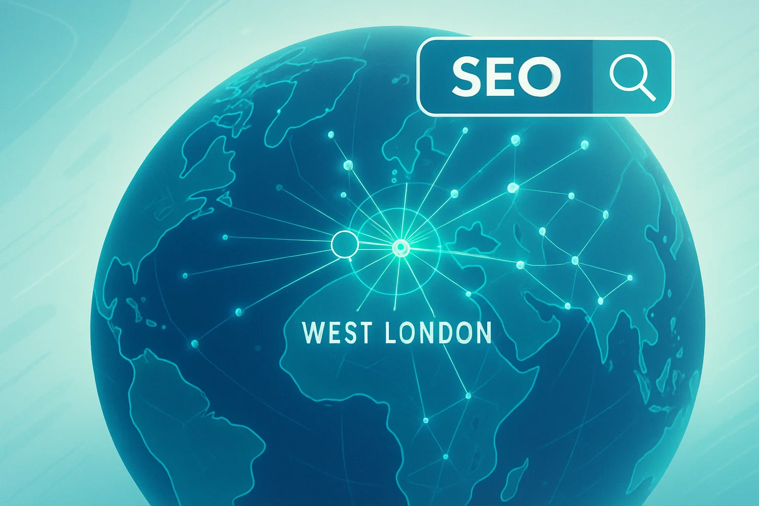 West London best SEO agencies search location on a global map.