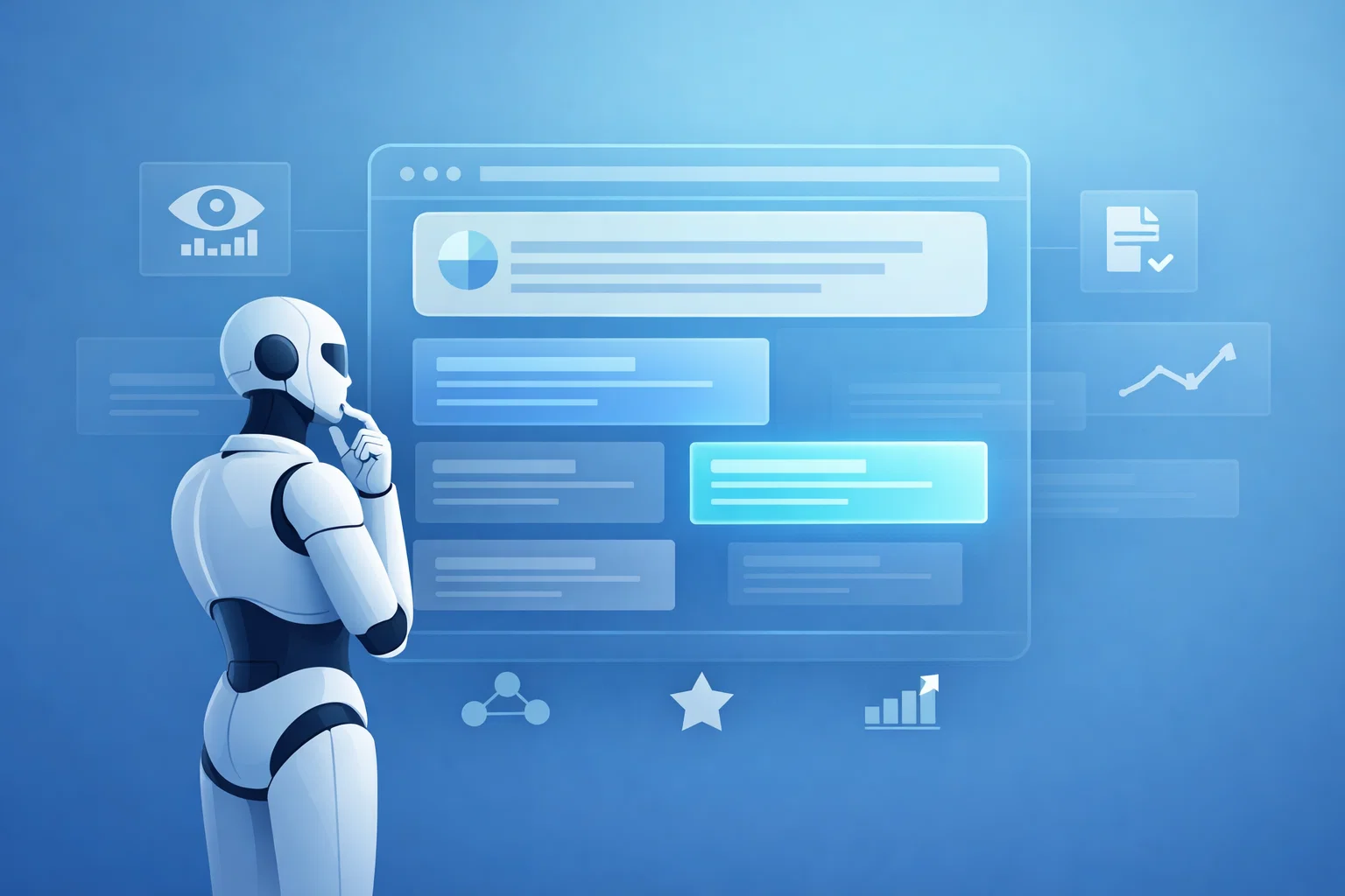 Illustration showing how AI Overviews affect SEO by reducing clicks and highlighting cited sources. Illustration showing how AI Overviews affect SEO by reducing clicks and highlighting cited sources.