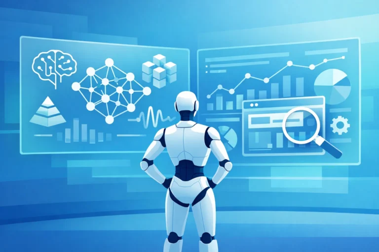 Illustration comparing AI language models and SEO tools for modern search optimization.