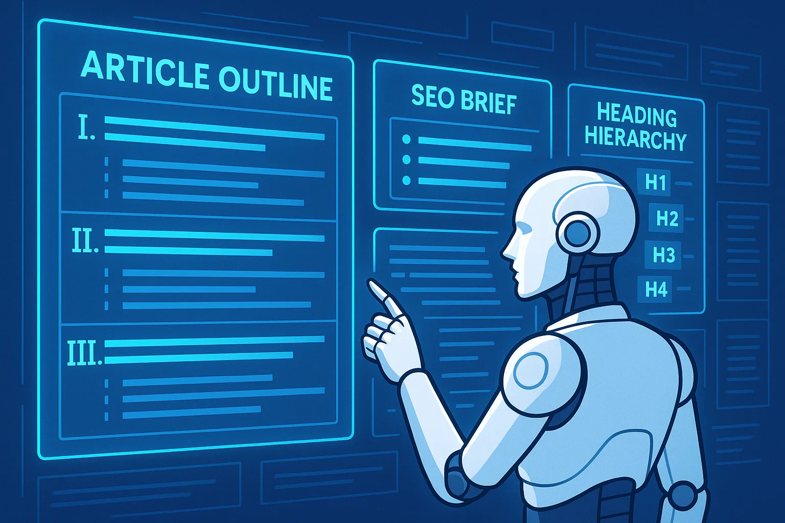 Android creating holographic SEO content outlines. Android creating holographic SEO content outlines.