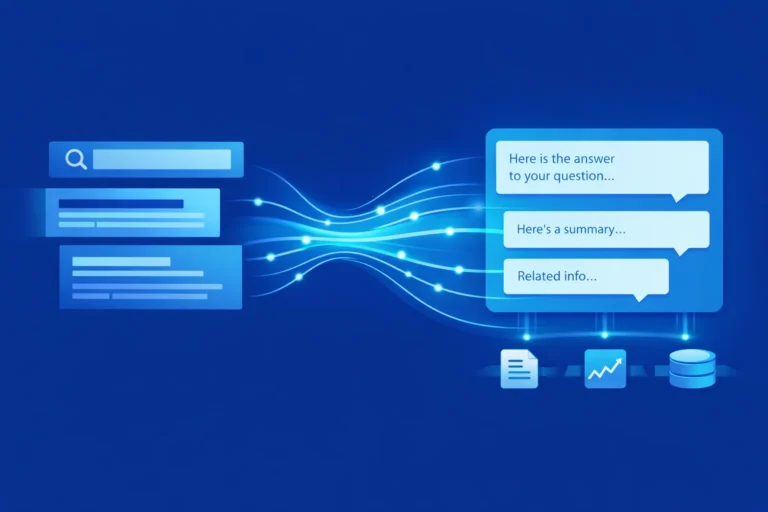 AI search optimization illustrated through conversational answer-driven interfaces.