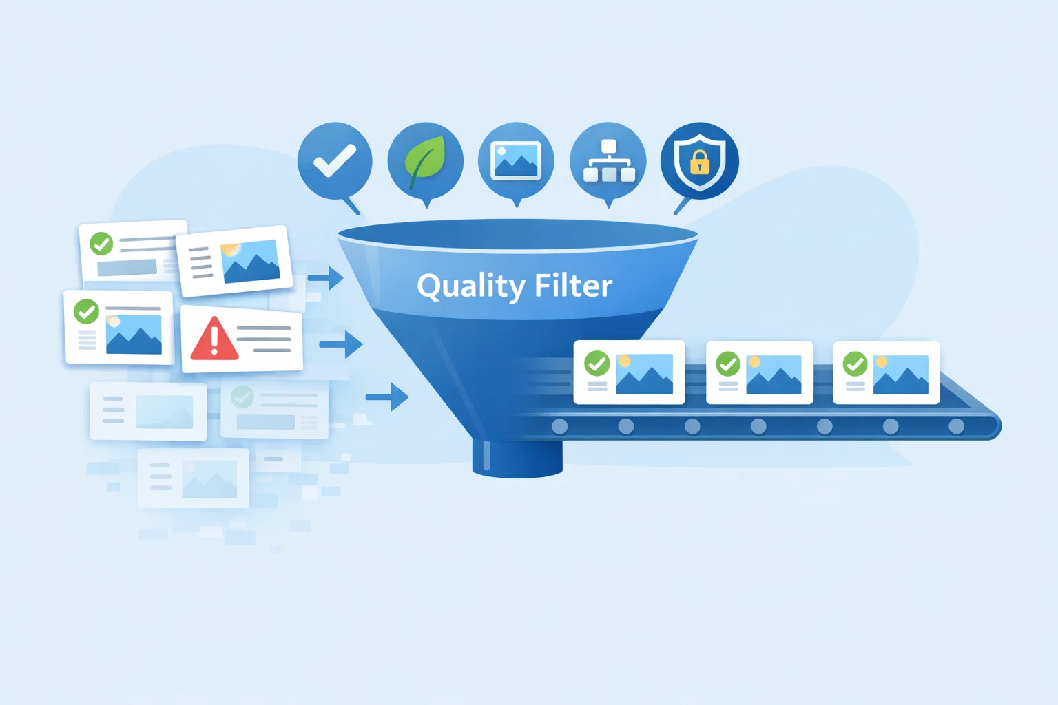 2D visualization of content quality standards required for AI indexing.