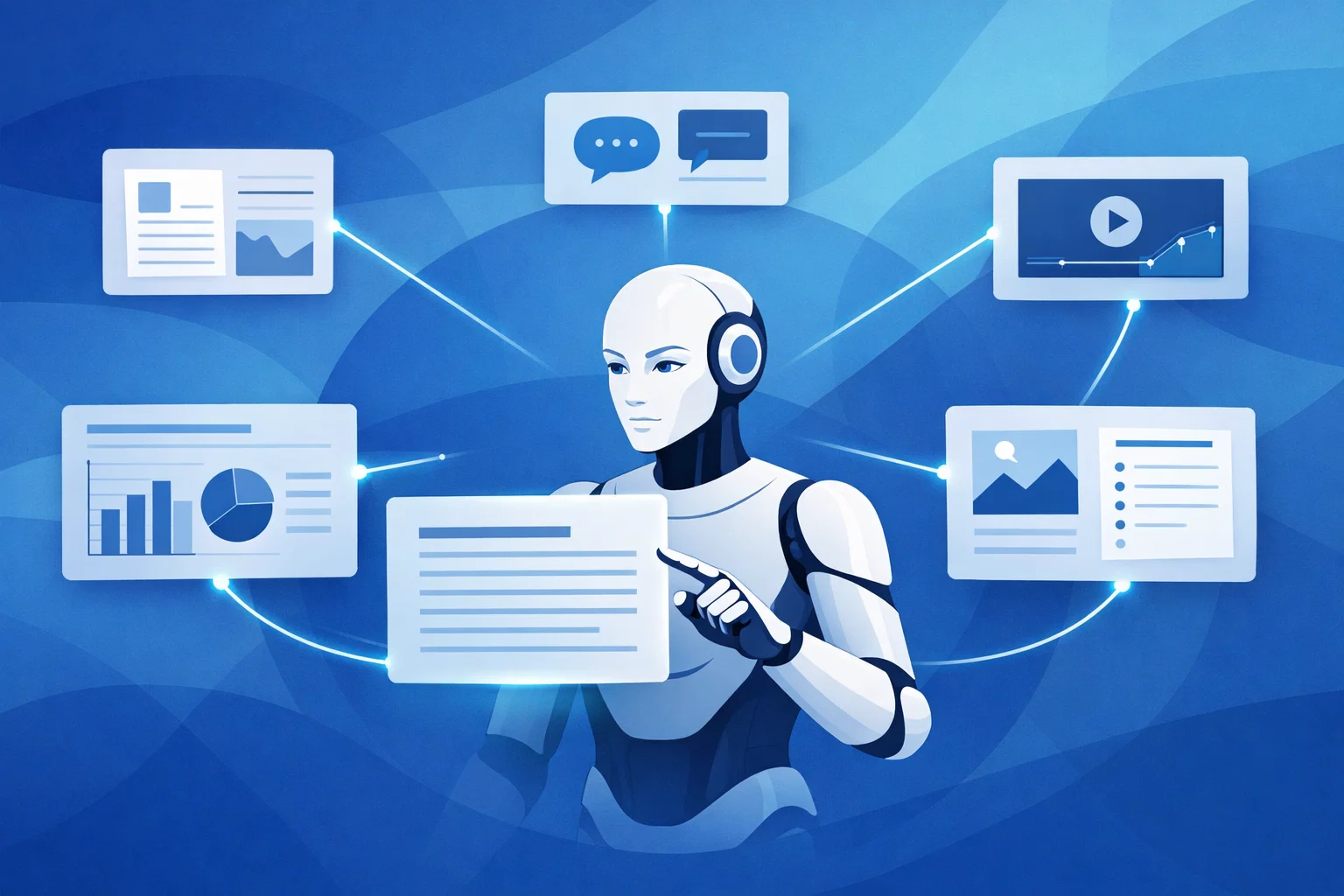 2D illustration explaining how Perplexity AI delivers synthesized answers.